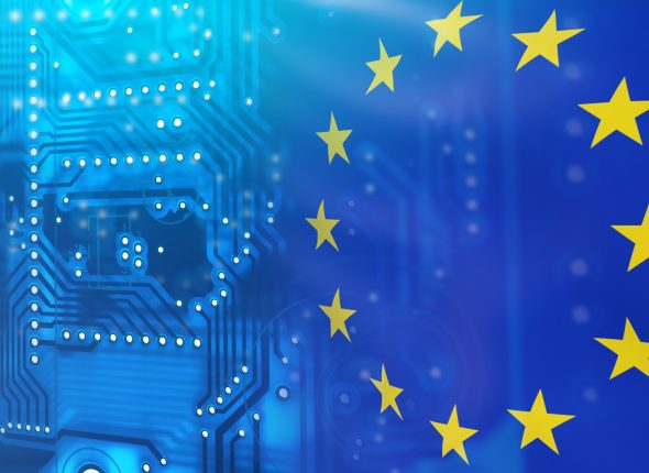 Microelectronics,For,European,Union.,European,Alliance,Flag,In,Micro,Board